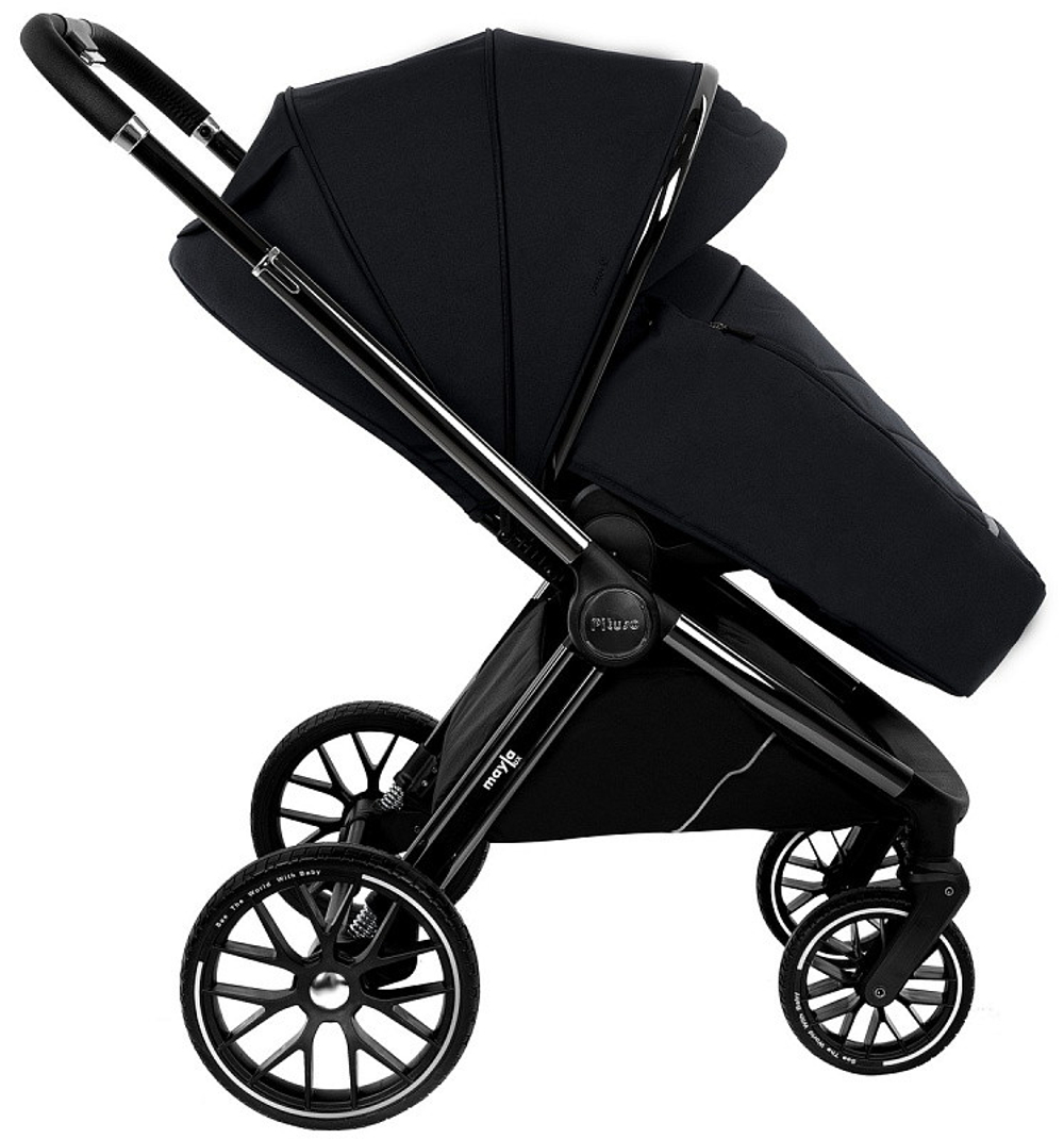 Детская коляска Pituso Mayla Lux 3 в 1 с автокреслом Baesa Black