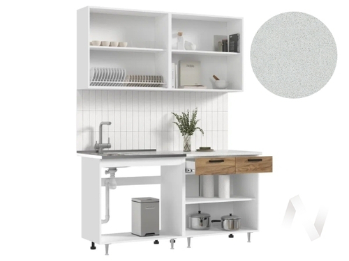 Кухня Рио NEW ЛДСП 1;6м (белый/дуб крафт/антарес)