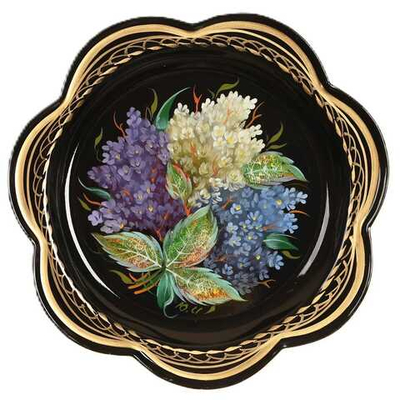 Жостовский поднос декоративный, размер 18 см (A1), металлический