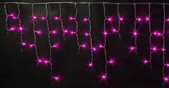Светодиодная бахрома 3*0.5 м., 220V, 112 розовых LED ламп, прозрачный силиконовый провод, Rich LED (RL-i3*0.5-T/P)