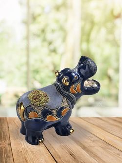 De Rosa Rinconada Статуэтка керамическая Гиппопотам с лилией