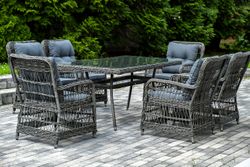 "Цесена" обеденная группа плетеная из искусственного ротанга, цвет графит