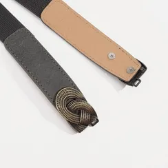 Ремень женский, ширина 2,5 см, резинка, пряжка золото, цвет тёмно-серый