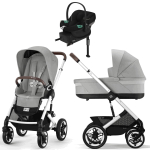Коляска Cybex Talos S Lux SLV complete Aton S2 Moon Black Base One 4 в 1 Stone Grey с дождевиками