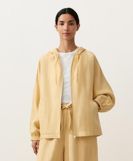Oysho Куртка с капюшоном в полоску из 100% льна, светло-желтый
