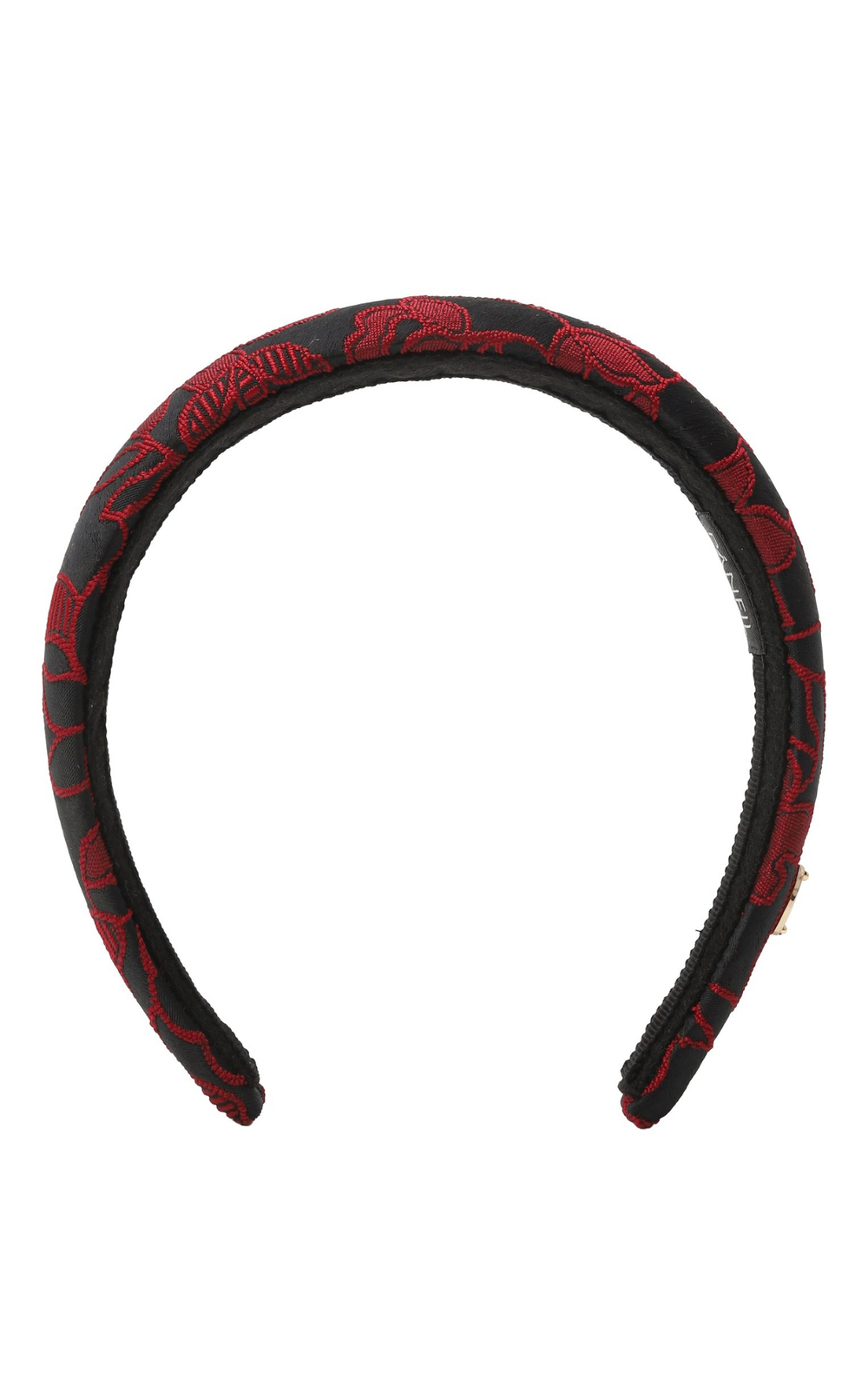 Ободок объемный из черно-красного жаккарда