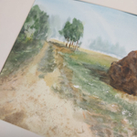 Картина авторская акварельная в паспарту 30х40 см на стену для интерьера "Перепутье "