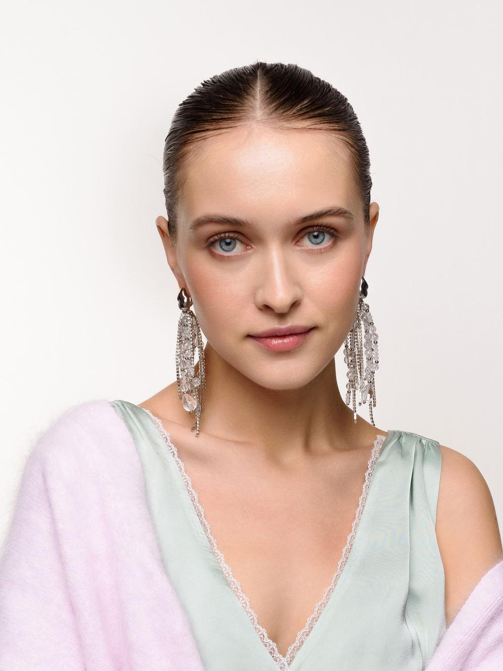 Серьги "Bunch shine" с горным хрусталём Silver