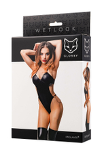 Боди Glossy Reina из материала Wetlook черное S