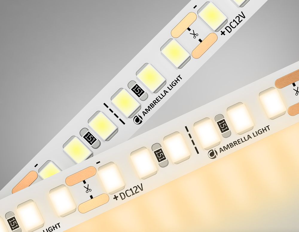 Светодиодная лента GS1301 2835 180Led/ 14.4W m/ 12V IP20 3000K/ 5000*8*1.2mm/ кратность резки 33mm (2 конт.)