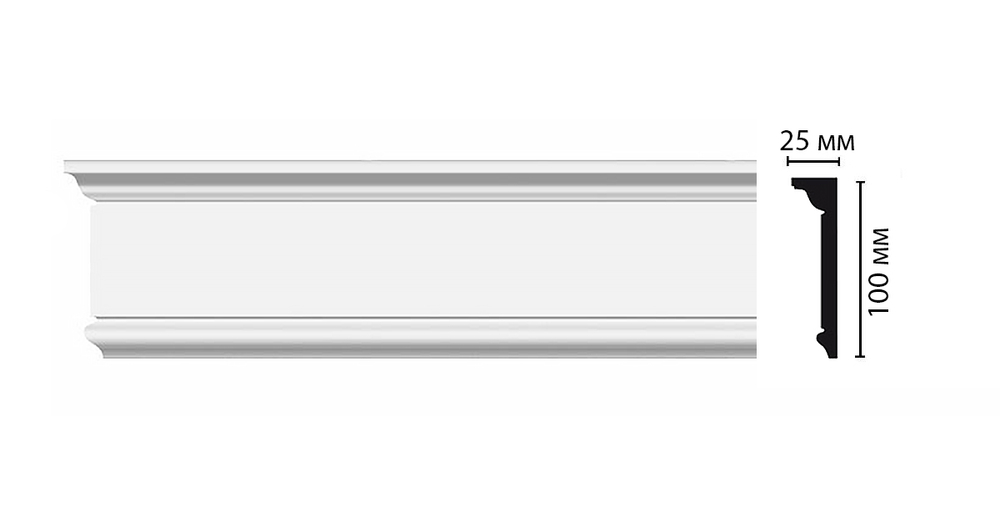 Плинтус напольный дюрополимер под покраску D227DM 100×25×2000 мм DecoMaster