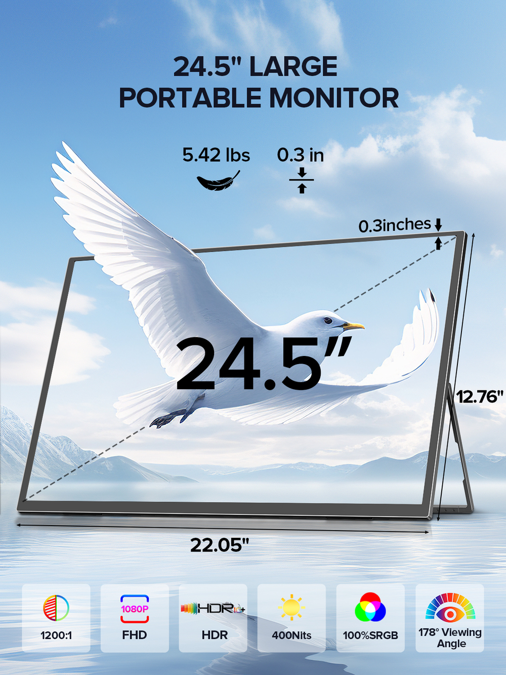 24.5" Портативный монитор Uperfect Umax24.5 FHD IPS 1920x1080, 240 Гц