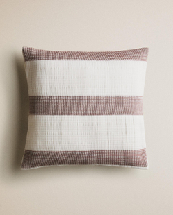 Zara Home наволочка декоративная из хлопка, терракотовый, в полоску, 40x40 см