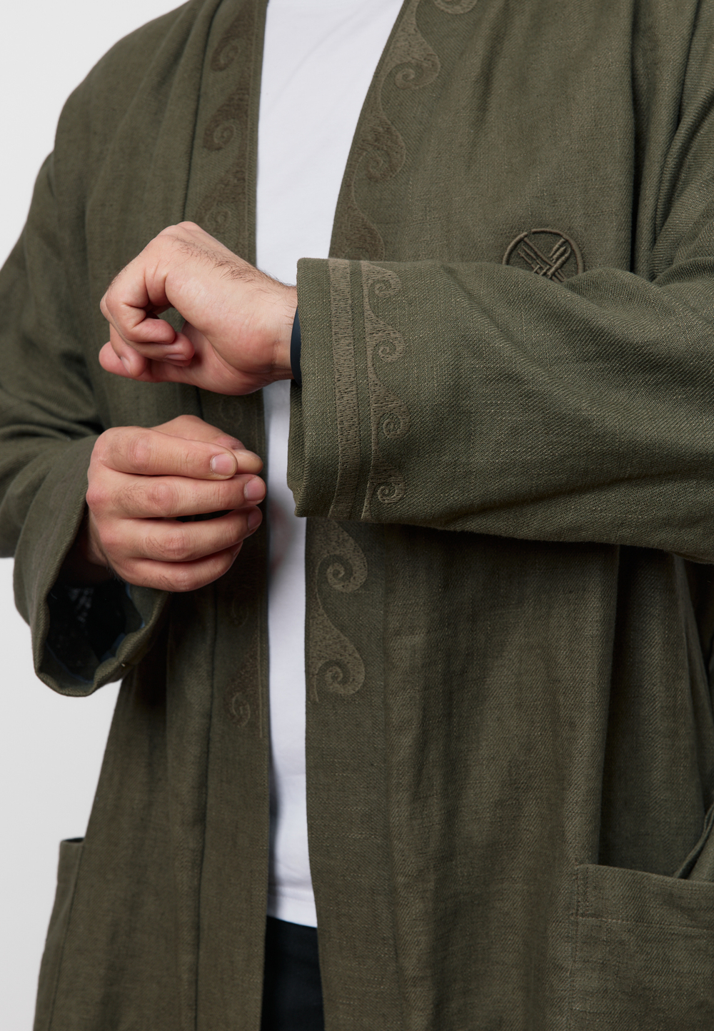 Шапан льняной длинный OYU TOLQYN KHAKI