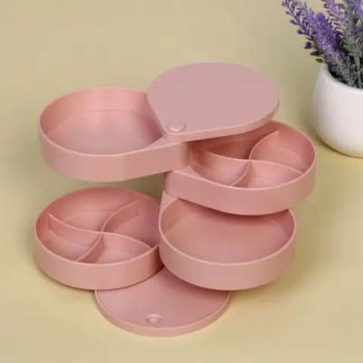 Органайзер для хранения «ФРАНКОТТА», цвет пудровый, четыре отделения, 12.5*11.5см (упаковка коробка)