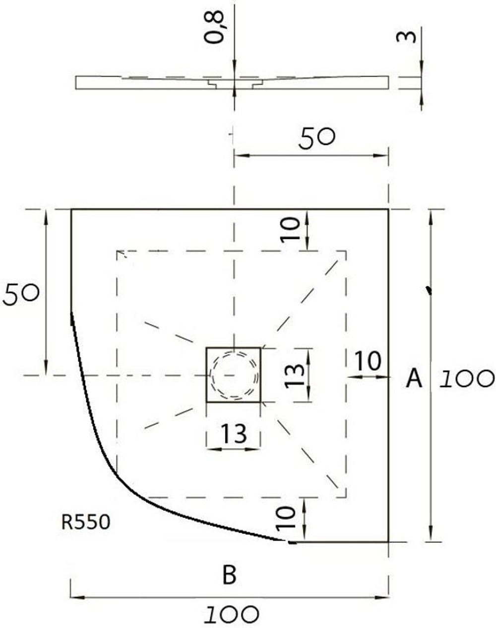 Душевой поддон Hidronatur Pleasure ATQ-100x100U-W 100x100