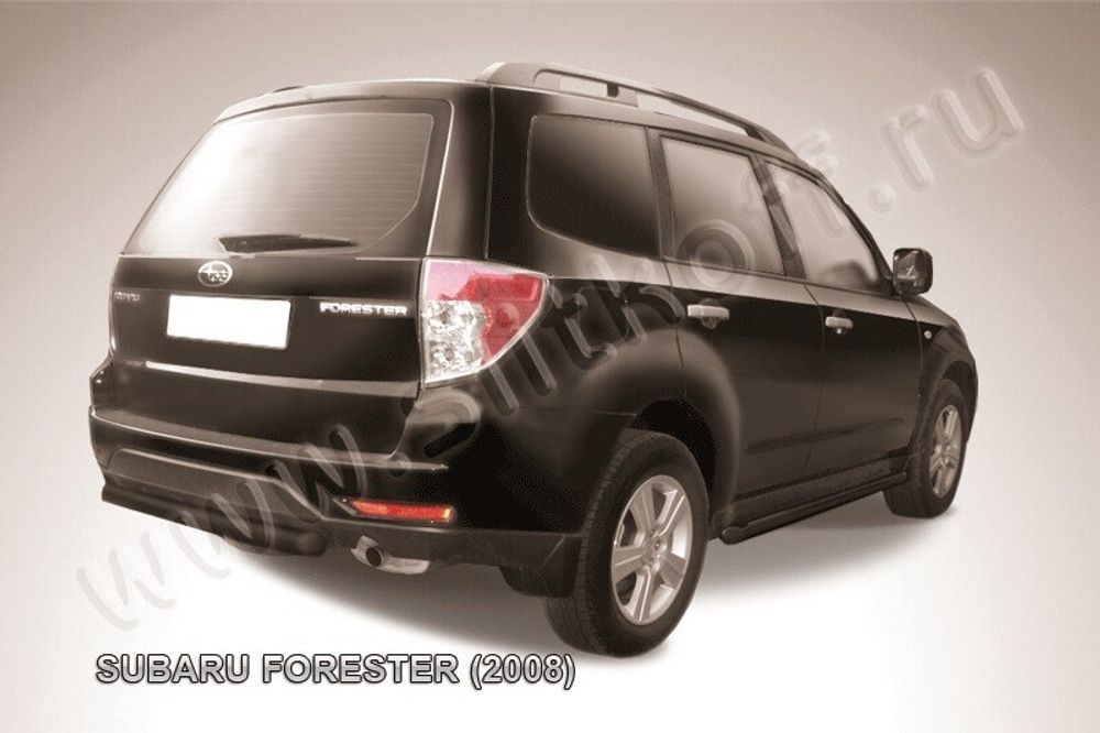 Защита заднего бампера (нержавейка) Subaru Forester (2007-2013) d57 (черный)
