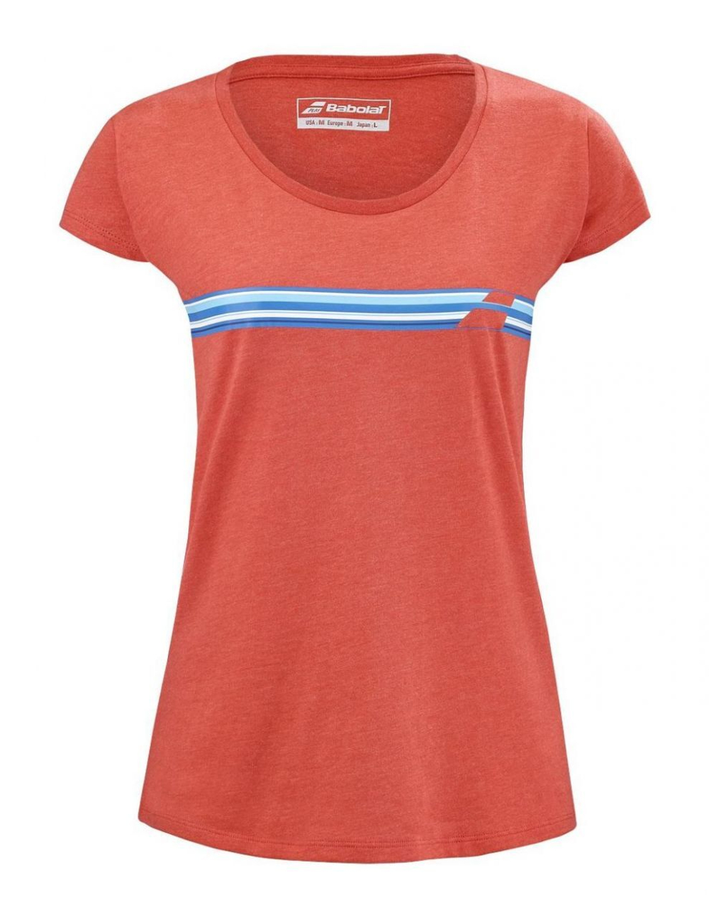 Женская теннисная футболка Babolat Exercise Stripes Tee W - красный