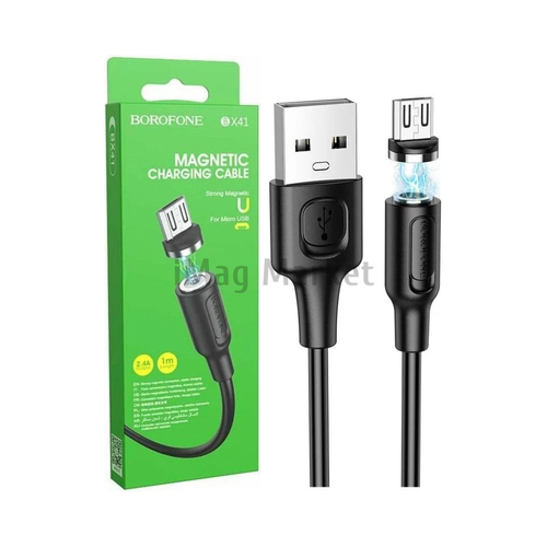 Зарядный кабель Borofone BX41, USB-A - micro-USB, 2.4A, 12W, 1 м, черный