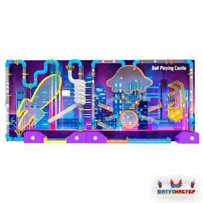 Пневмолабиринт для детской игровой комнаты «Неоновый космо-город», 3,6×2,4×0,5 м