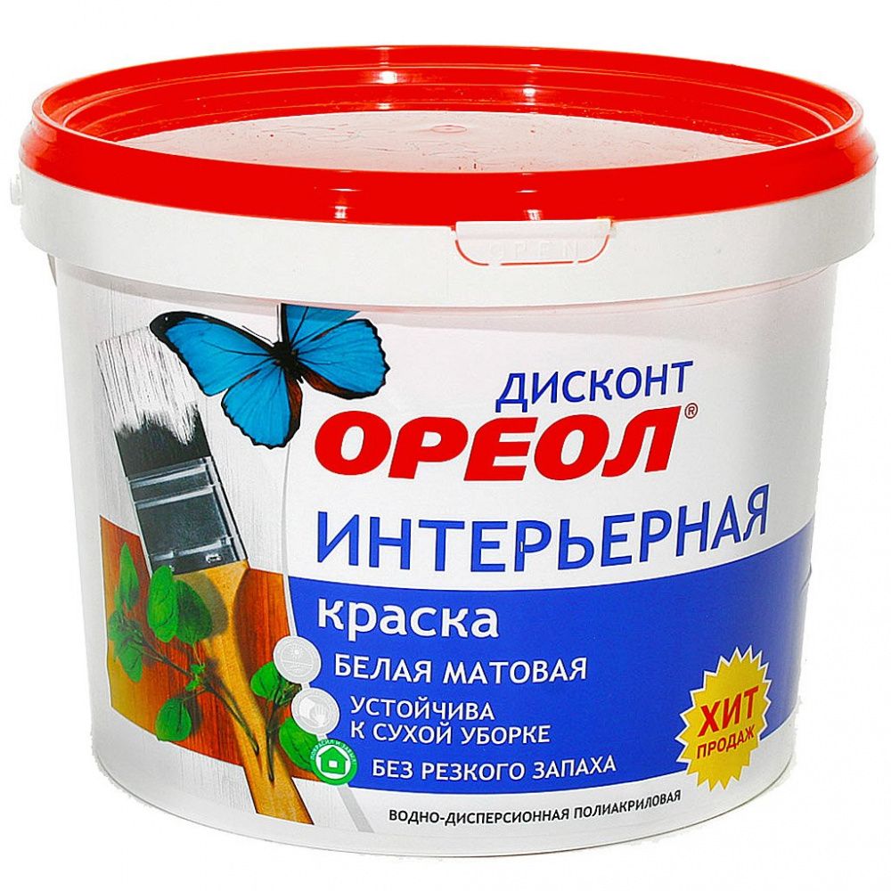 Краска ОРЕОЛ Дисконт интерьер 3кг бел, полиакрил, матовая /Ростов (150)