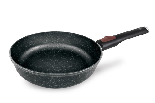 Сковорода НЕВА МЕТАЛЛ ПОСУДА 18028 28см "Каменная" Черный гранит (съемная ручка)