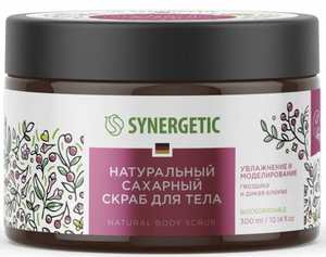 Synergetic Натуральный сахарный скраб для тела Гвоздика и дикая клюква 300 мл