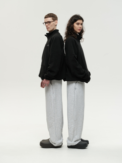 Drawstring Half-Zipped Sweatshirt Black