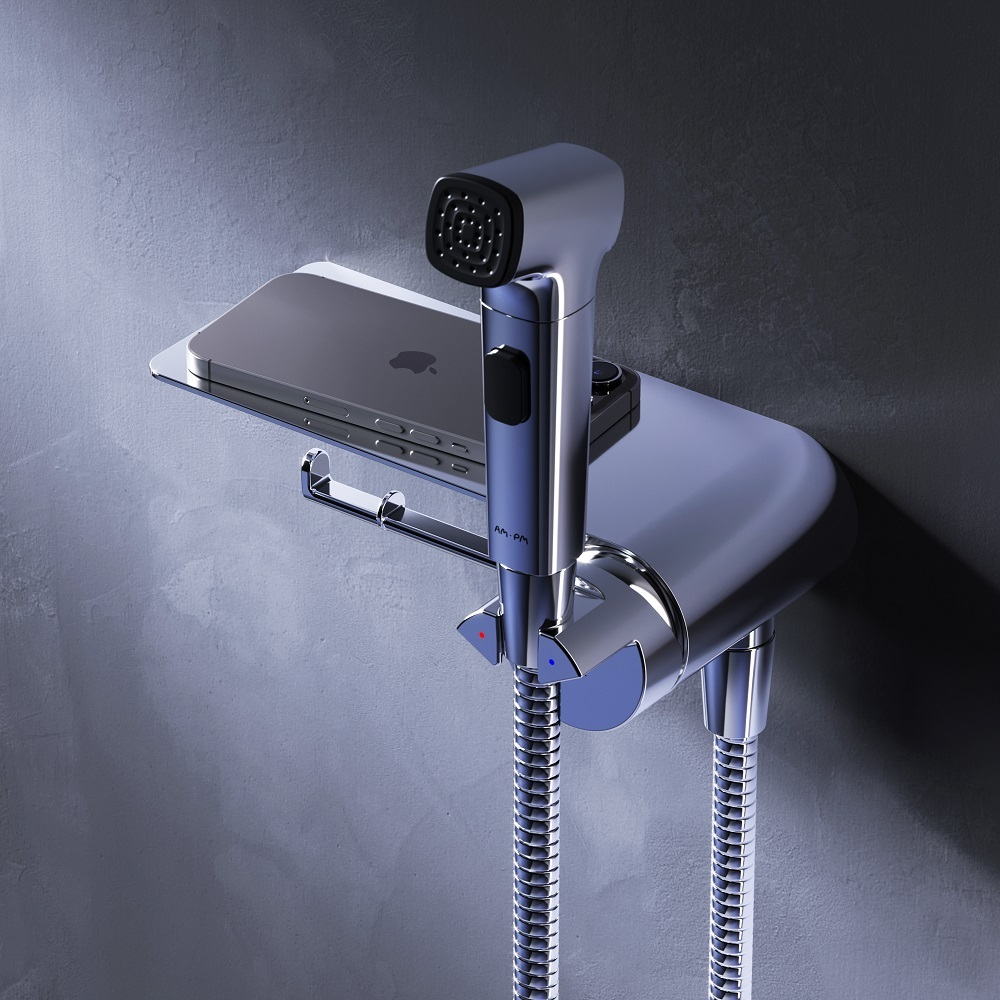 Набор: смеситель с полкой скрытого монтажа, гигиентическая лейка, шланговое присоединение с держателем AM.PM Func F0H8F900