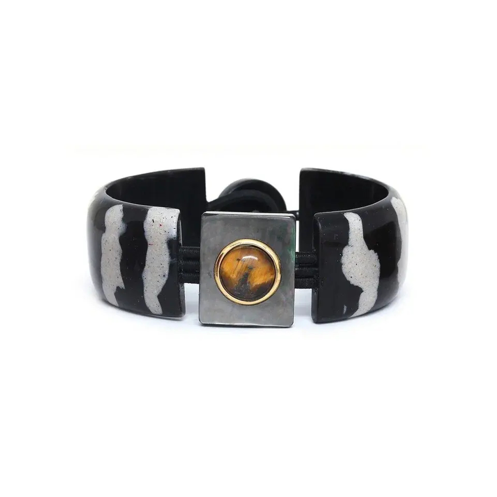 Браслет Nature Bijoux, Zebra, с тигровым глазом, перламутром и смолистым песком в смоле, NB24.2-13CP