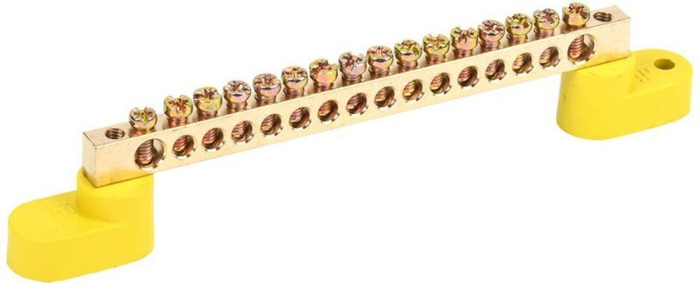 Шина PE "земля" ШНИ-6х9-16-У2-Ж на двух угловых изоляторах IEK YNN10-69-16C2-K05 Шина PE "земля" ШНИ-6х9-16-У2-Ж на двух угловых изоляторах IEK YNN10-69-16C2-K05