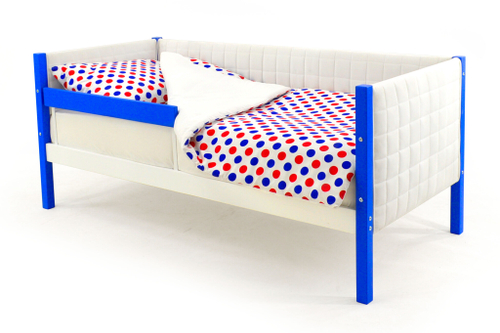 Детская кровать-тахта мягкая с бортиком Бельмарко Svogen сине-белый