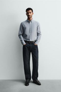 ZARА РУБАШКА В ПОЛОСКУ С КАРМАНОМ, ПОЛОСКИ