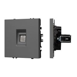 Механизм компьютерной розетки SCT-NOBE-MPC1-SFPL-GR (RJ-45, CAT6) (Arlight, Серый базальт) 054307