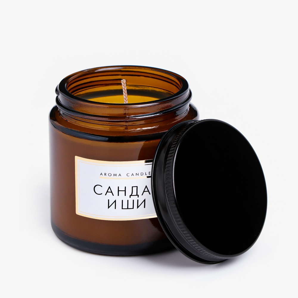 Свеча в банке ароматическая "Сандал и ши", 6,2*6,2*6,5 см, 9 часов