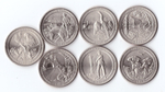 1/4 доллара США 2012,13,14,15,16,17 г. 7 шт. Разные. Медно-никель XF