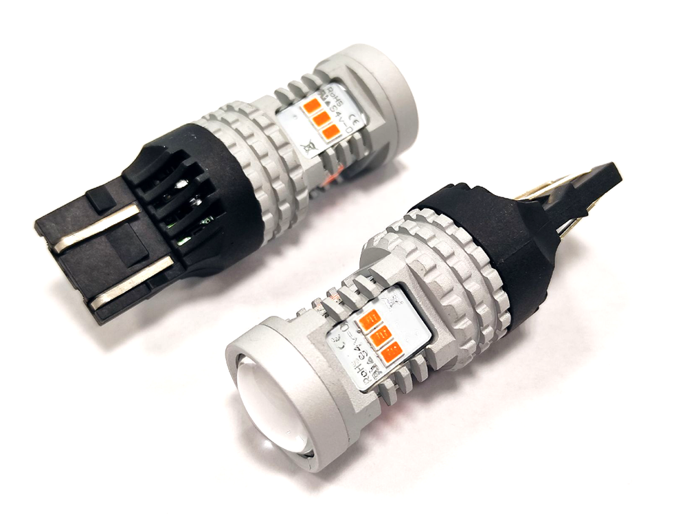 Светодиодная лампа W21/5W 7443-3020-14SMD без полярности, со стабилизатором (красный), 1шт