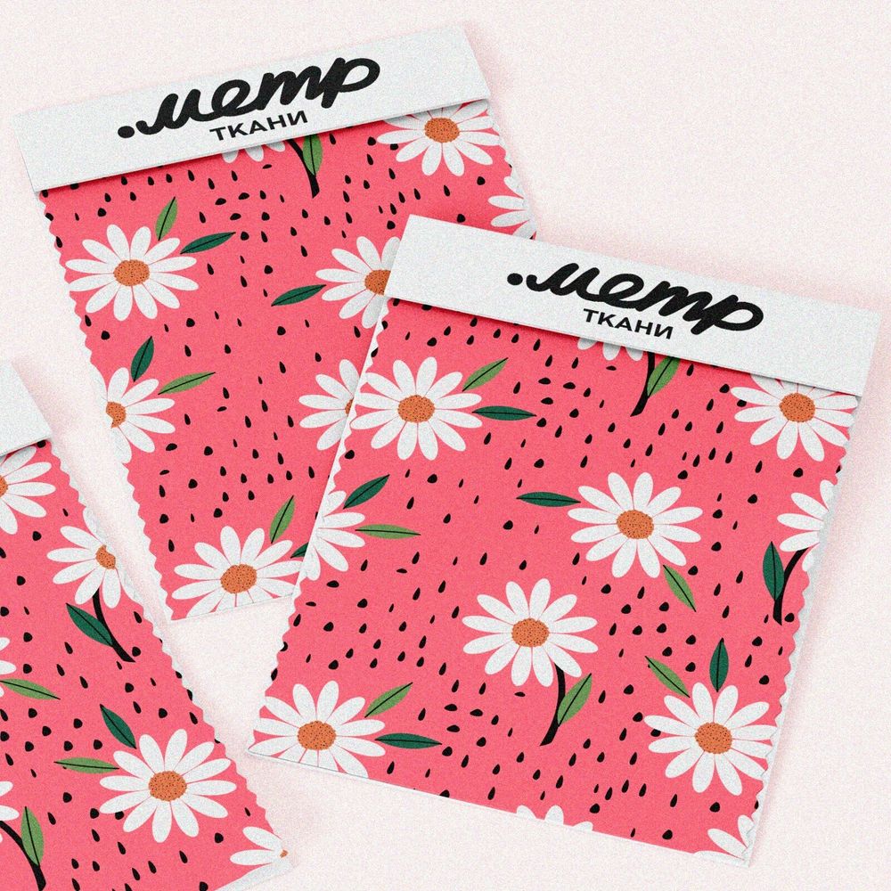 Ткань габардин ромашки под дождём