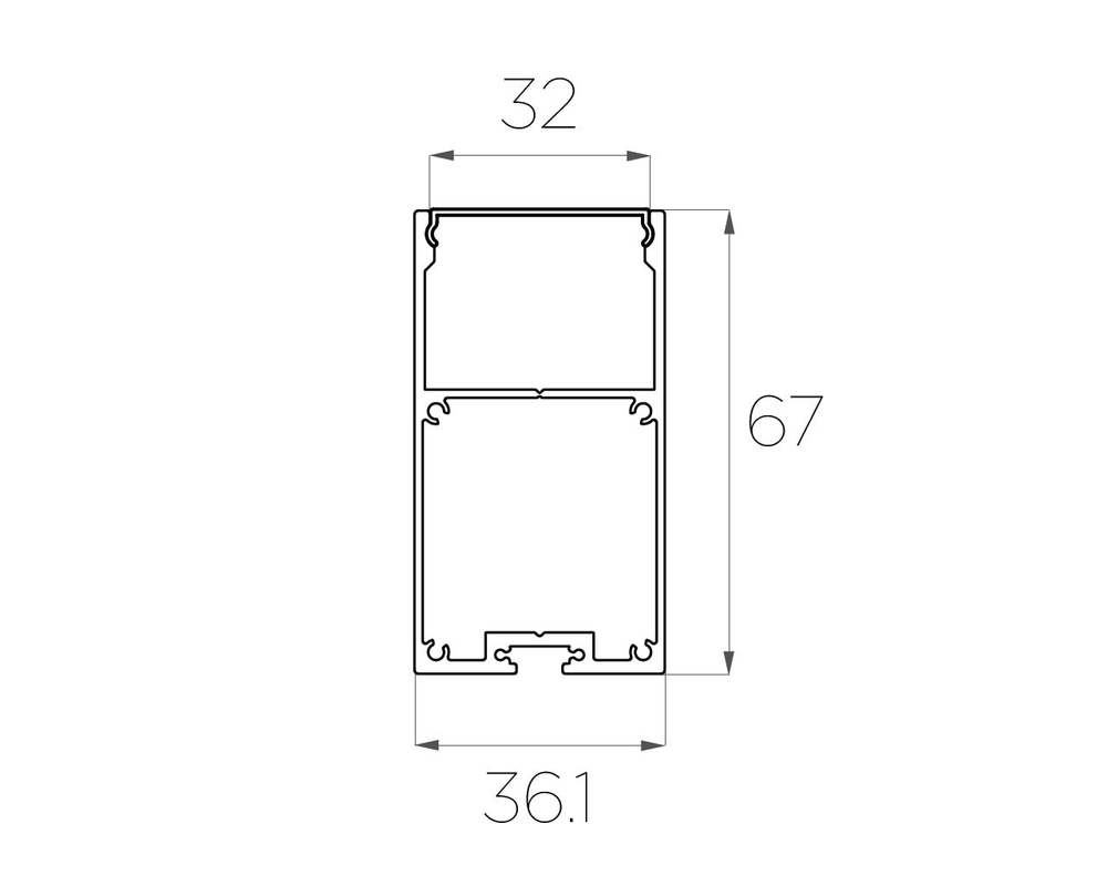 Профиль накладной алюминиевый LC-LP-6735-2 Anod