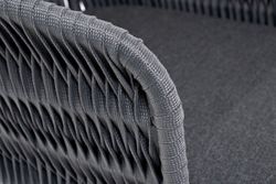 "Бордо" стул барный плетеный из роупа (колос), каркас из стали серый (RAL7022) муар, роуп серый 15мм, ткань темно-серая 027