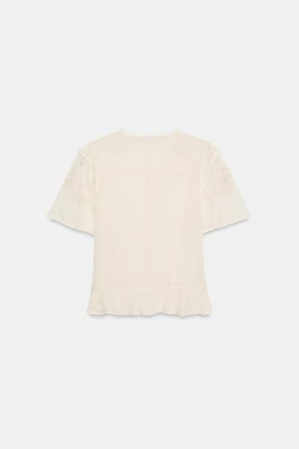 ZARA ТОП С ВЫШИВКОЙ, БЕЖЕВЫЙ