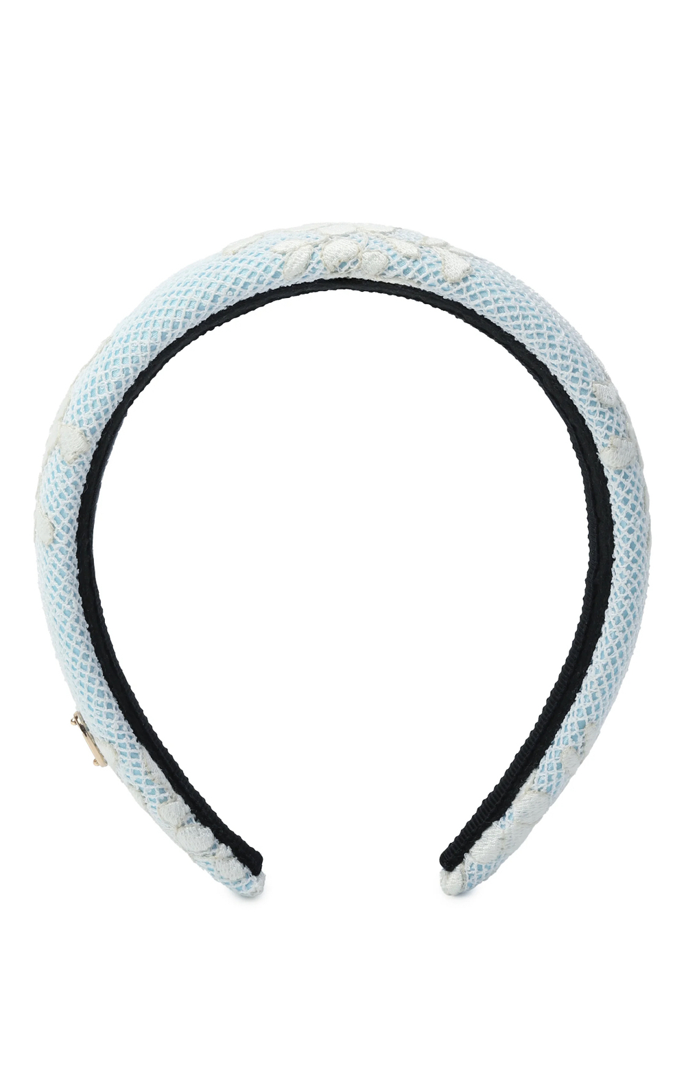 Ободок объемный голубой с гипюром