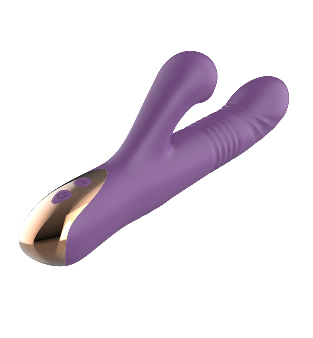 Фиолетовый вибратор-кролик с возвратно-поступательной стимуляцией (Цвет: фиолетовый)