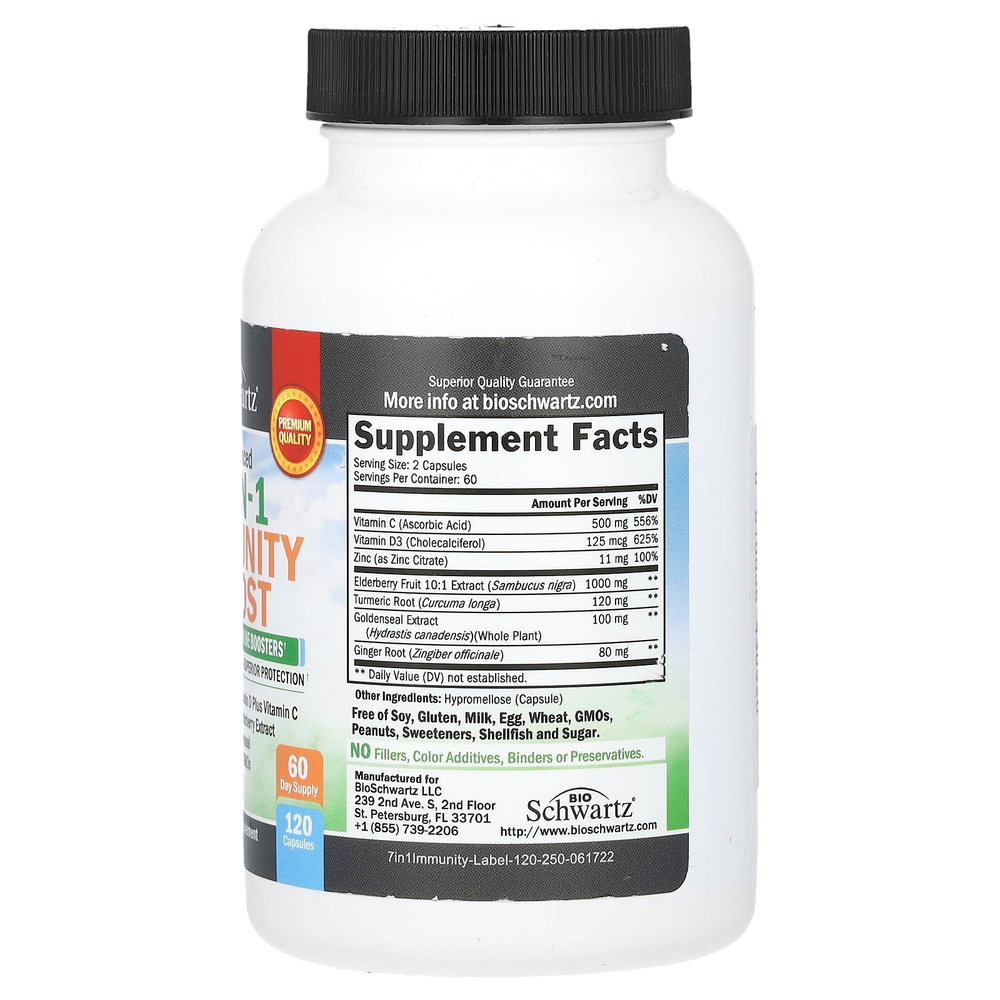 BioSchwartz, улучшенное средство для укрепления иммунитета 7 в 1, 120 капсул