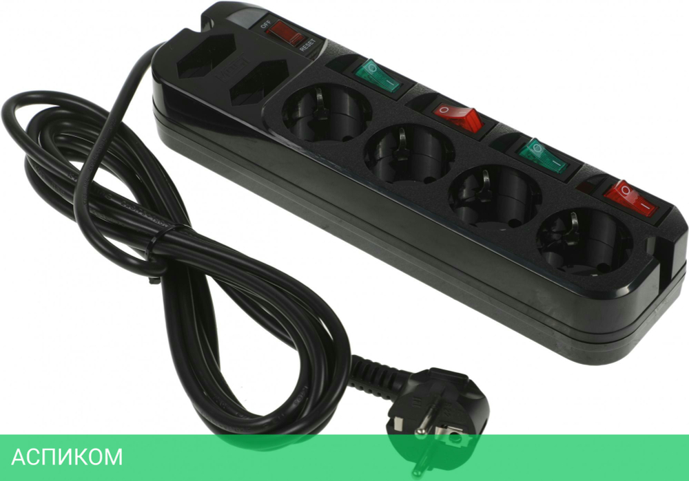 Сетевой фильтр Most ARG-Ч 3 6 розеток черный