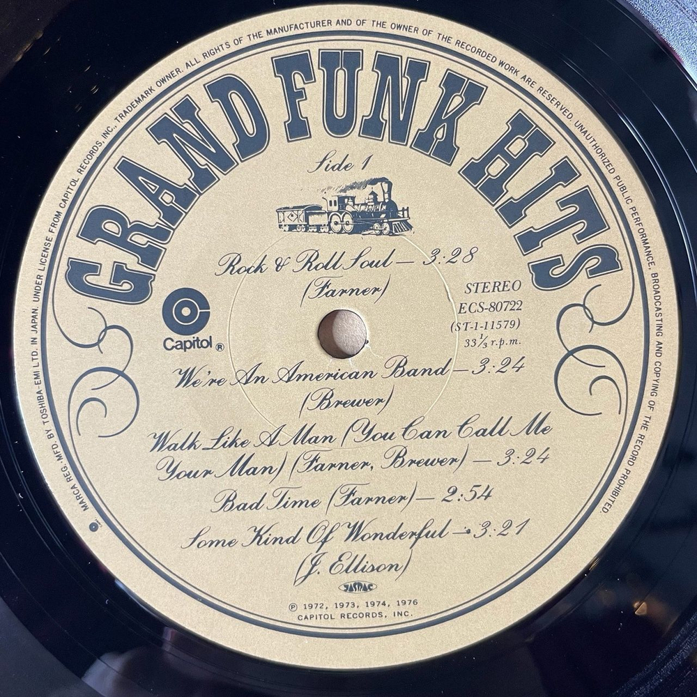 Винтажная виниловая пластинка LP Grand Funk Hits (Japan 1976) (No Obi) We're An American Band