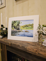 Картина авторская акварельная в паспарту 30х40 см на стену для интерьера "Мыс острова Белоярский"