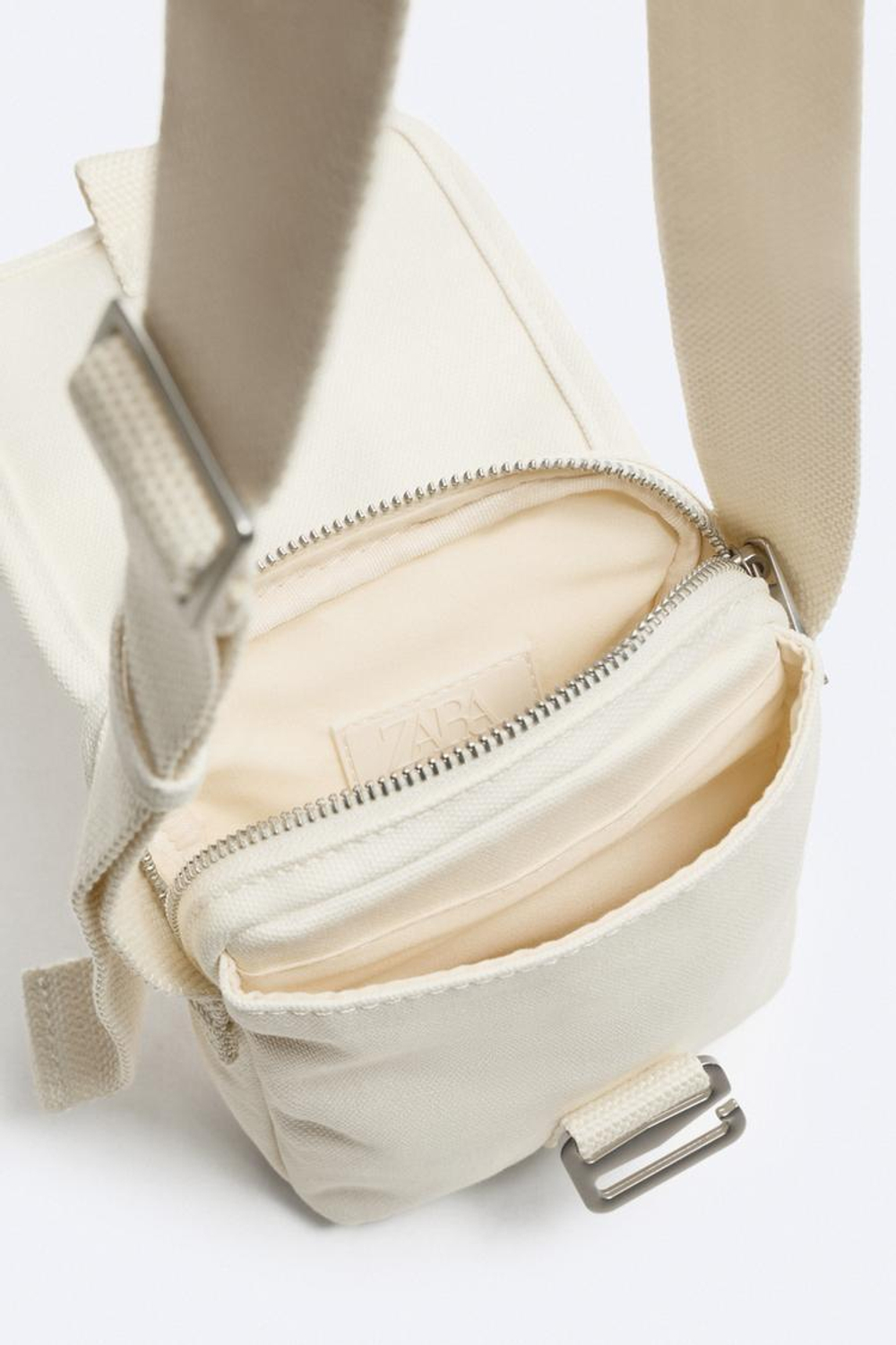 ZARA ВЕРТИКАЛЬНАЯ ХОЛЩОВАЯ СУМКА, ЭКРЮ