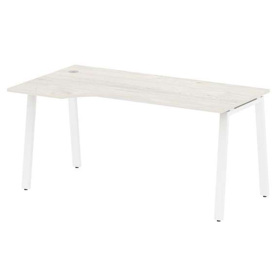 Metal System Стол криволинейный левый на А-образном м/к БА.СА-1 (L) Дуб Наварра/Металл Белый 1600*90