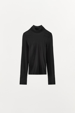 ZARA ТОП С ВЫСОКИМ ВОРОТНИКОМ И ПОЛИАМИДОМ, ЧЕРНЫЙ